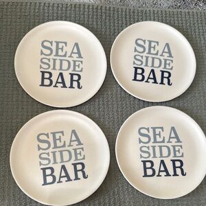 Set Of 4 Sea Side Bar 6”‎ Bamboo Fiber Melamine BPA Free Dishwasher Safe Plates